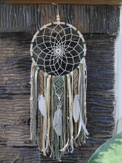 Macramé lapač snů zelený 30x80cm