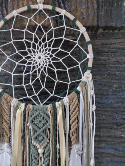 Macramé lapač snů zelený 30cm